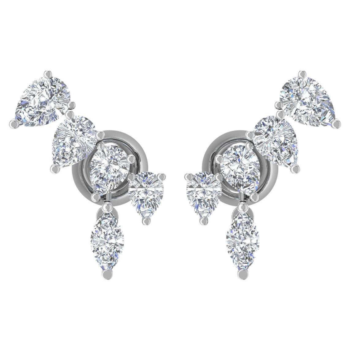 Natural 0.68 Carat Pear Shape Diamond Earrings 14 Karat White Gold Fine Jewelry For Sale