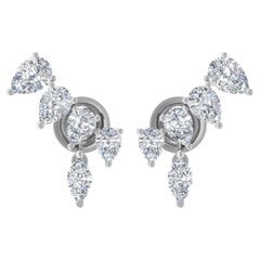 Natural 0.68 Carat Pear Shape Diamond Earrings 14 Karat White Gold Fine Jewelry