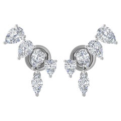 Natural 0.68 Carat Pear Shape Diamond Earrings 18 Karat White Gold Fine Jewelry