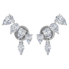 Pendientes de diamantes naturales en forma de pera de 0,68 quilates Oro blanco de 18 quilates Joyería fina