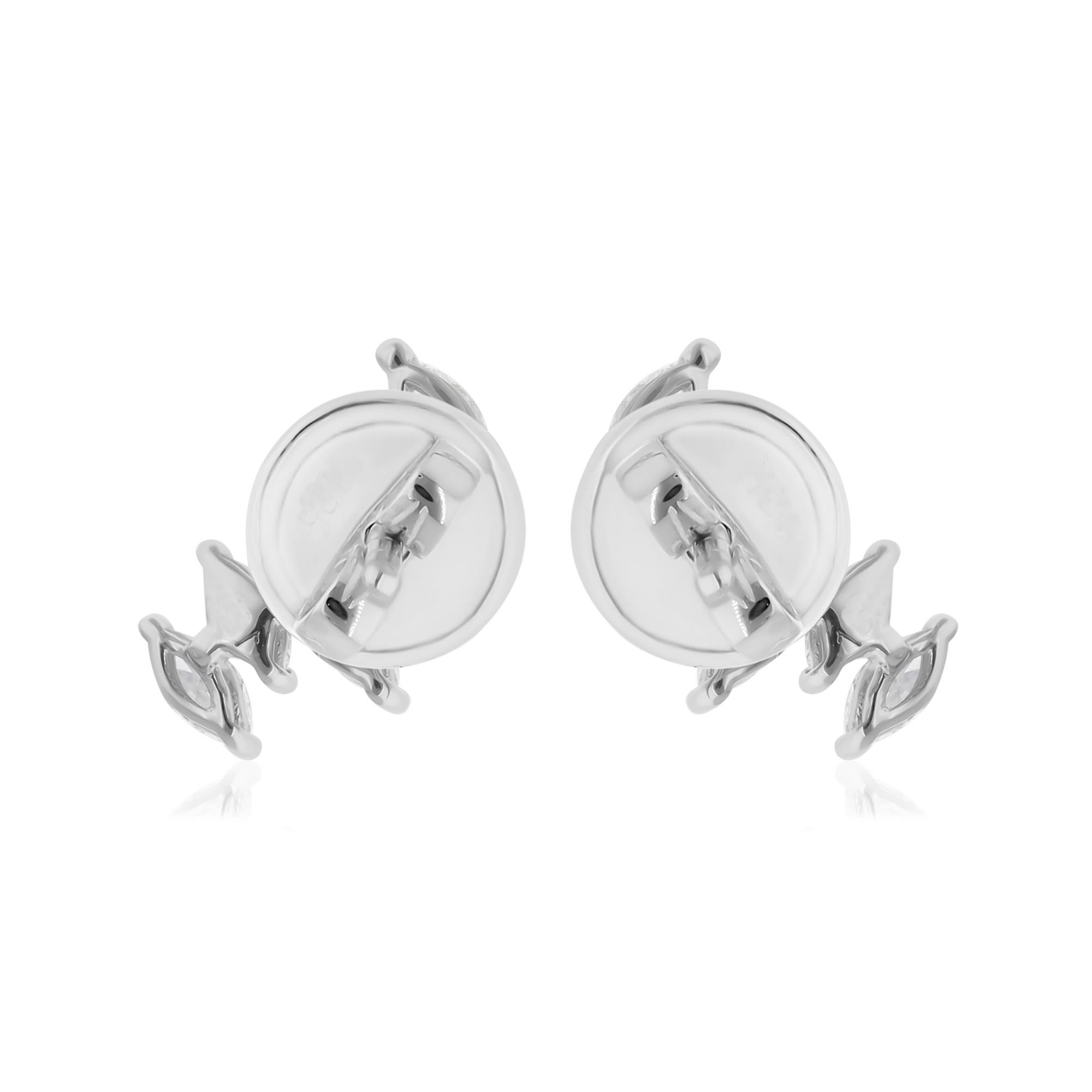 Natural 0.68 Carat SI/H Marquise Diamond Earrings 14 Karat White Gold Jewelry In New Condition For Sale In Diera, Dubai