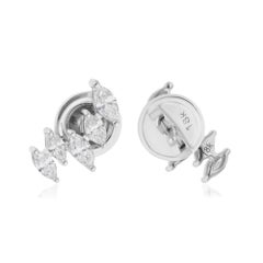 Boucles d
oreilles en or blanc 18 carats avec diamants marquises naturels de 0,68 carat SI/H