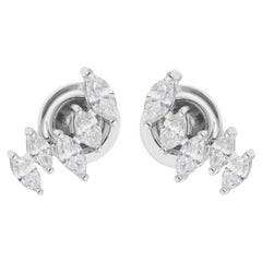 Natural 0.68 Carat SI/H Marquise Diamond Earrings 18 Karat White Gold Jewelry