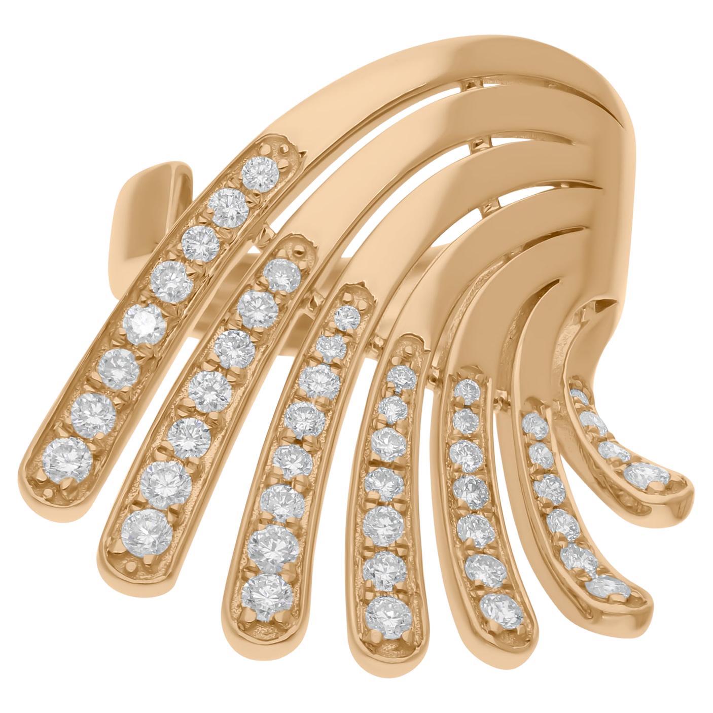 Anillo de diamantes naturales talla brillante redonda SI/H de 0,68 quilates y oro amarillo de 18 quilates