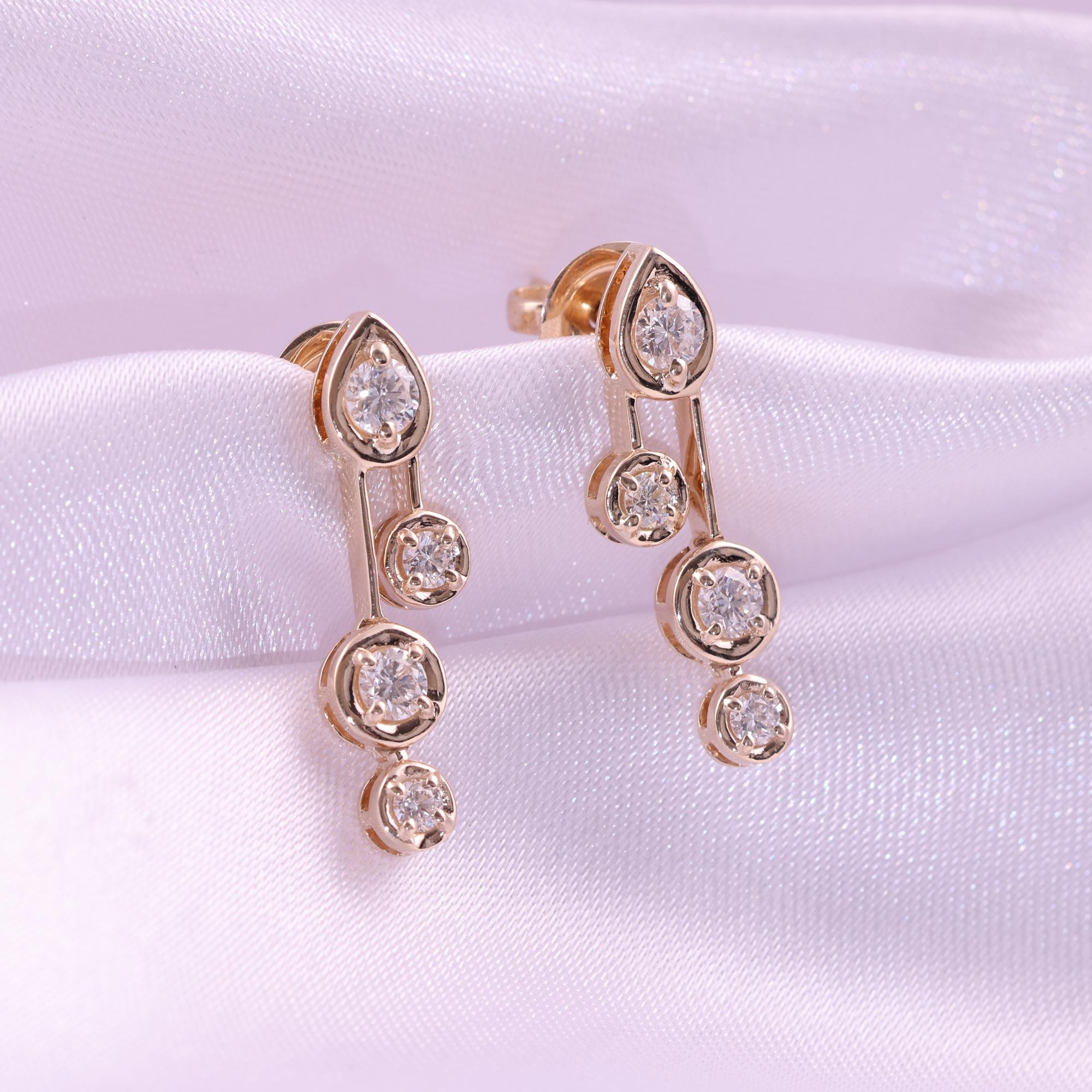De las mujeres Pendientes de diamantes naturales de 0,69 quilates, claridad SI y color HI, oro amarillo de 9 quilates en venta