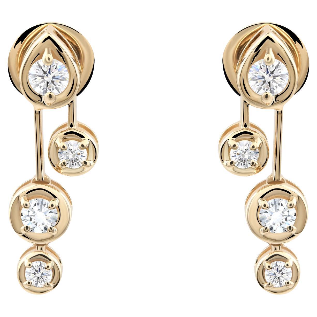 Pendientes de diamantes naturales de 0,69 quilates, claridad SI y color HI, oro amarillo de 9 quilates