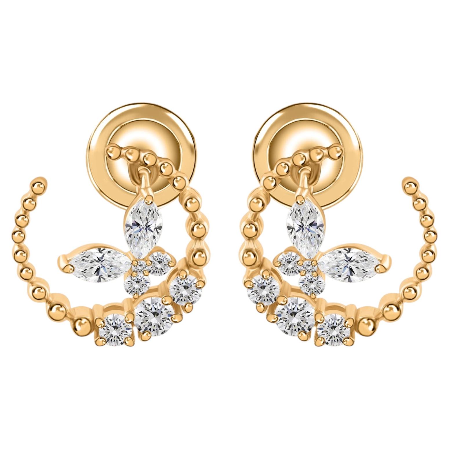 Natural 0.69 Carat SI Clarity HI Color Diamond Earrings 9 Karat Yellow Gold