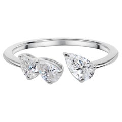 Anello da polso con diamante a pera naturale da 0,7 carati SI Clarity HI Color Oro bianco 18 carati