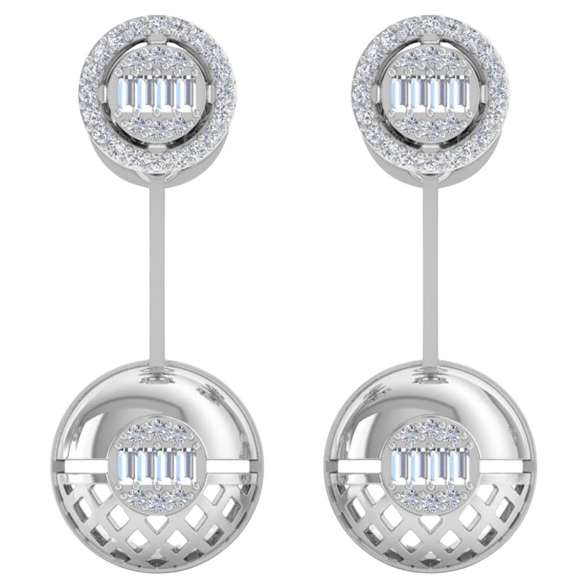 Pendientes de diamantes naturales talla brillante SI/H de 0,7 quilates Oro blanco de 18k