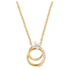 Natural 0.7 Carat SI/H Diamond Circle Vine Chain Necklace 18 Karat Yellow Gold