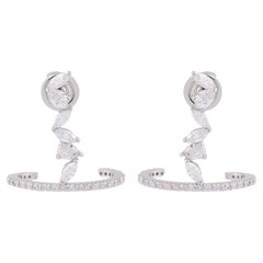 Natural 0.7 Carat SI/H Marquise Shape Diamond Earrings 18 Karat White Gold
