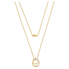 Collana con ciondolo di diamanti tondi e pera da 0,70 carati Nature in oro giallo 18 carati