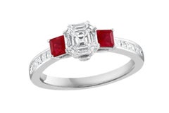 Natural 0.70 Carat Ruby & 0.75 Carat Diamond Ring in 18 Karat White Gold