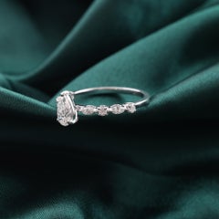 0.70 Ct Natural Pear Cut Diamond Solitaire Ring 18K White Gold Half eternity