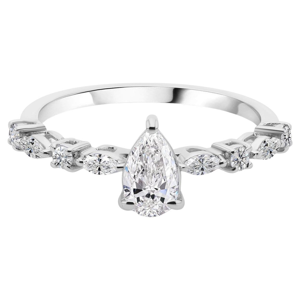 Natürlicher 0,70 Karat SI Reinheit HI Farbe Diamantring 18 Karat Weißgold Schmuck