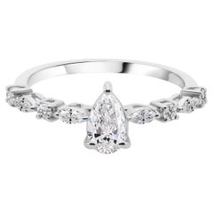 Nature 0.70 Carat SI Clarity HI Color Diamond Ring 18 Karat White Gold Jewelry