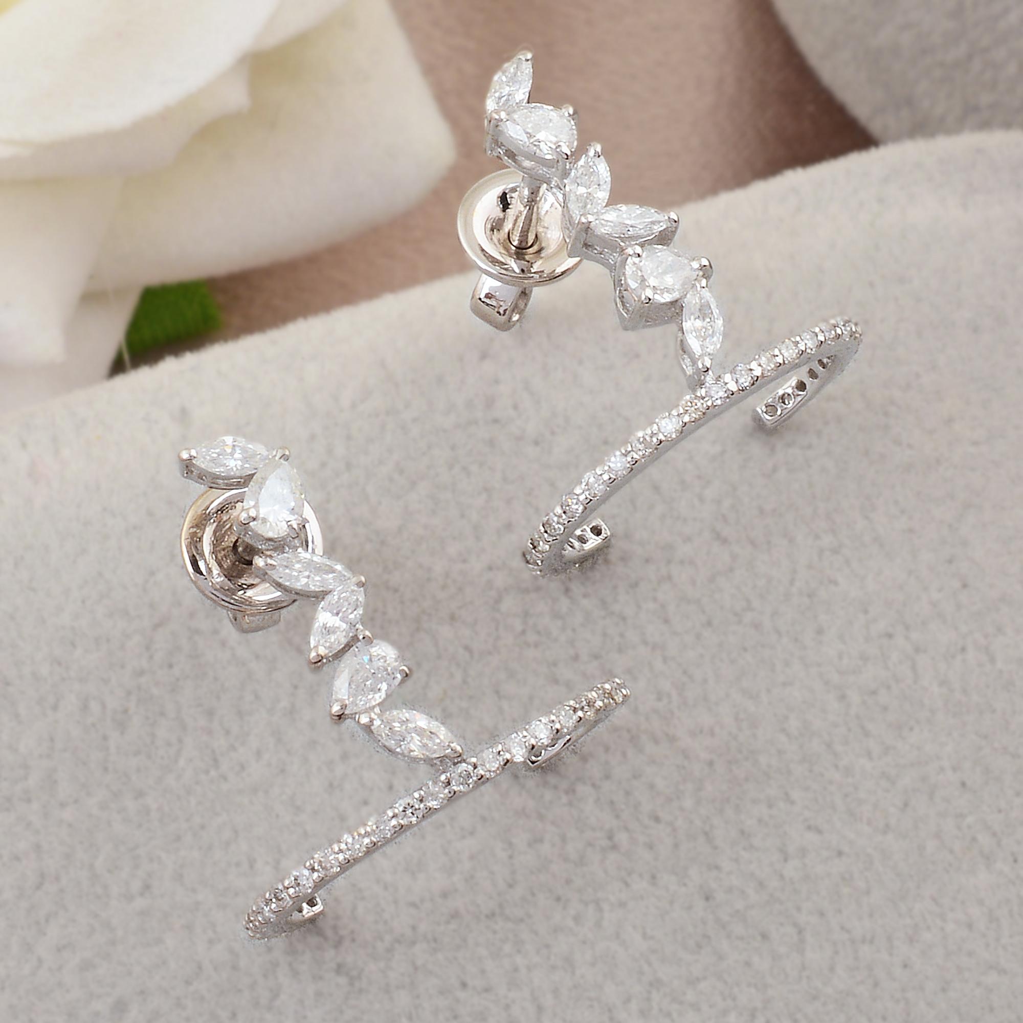 Moderne Boucles d'oreilles en diamant marquise naturel de 0,70 carat, pureté SI, couleur HI, or blanc 18k en vente