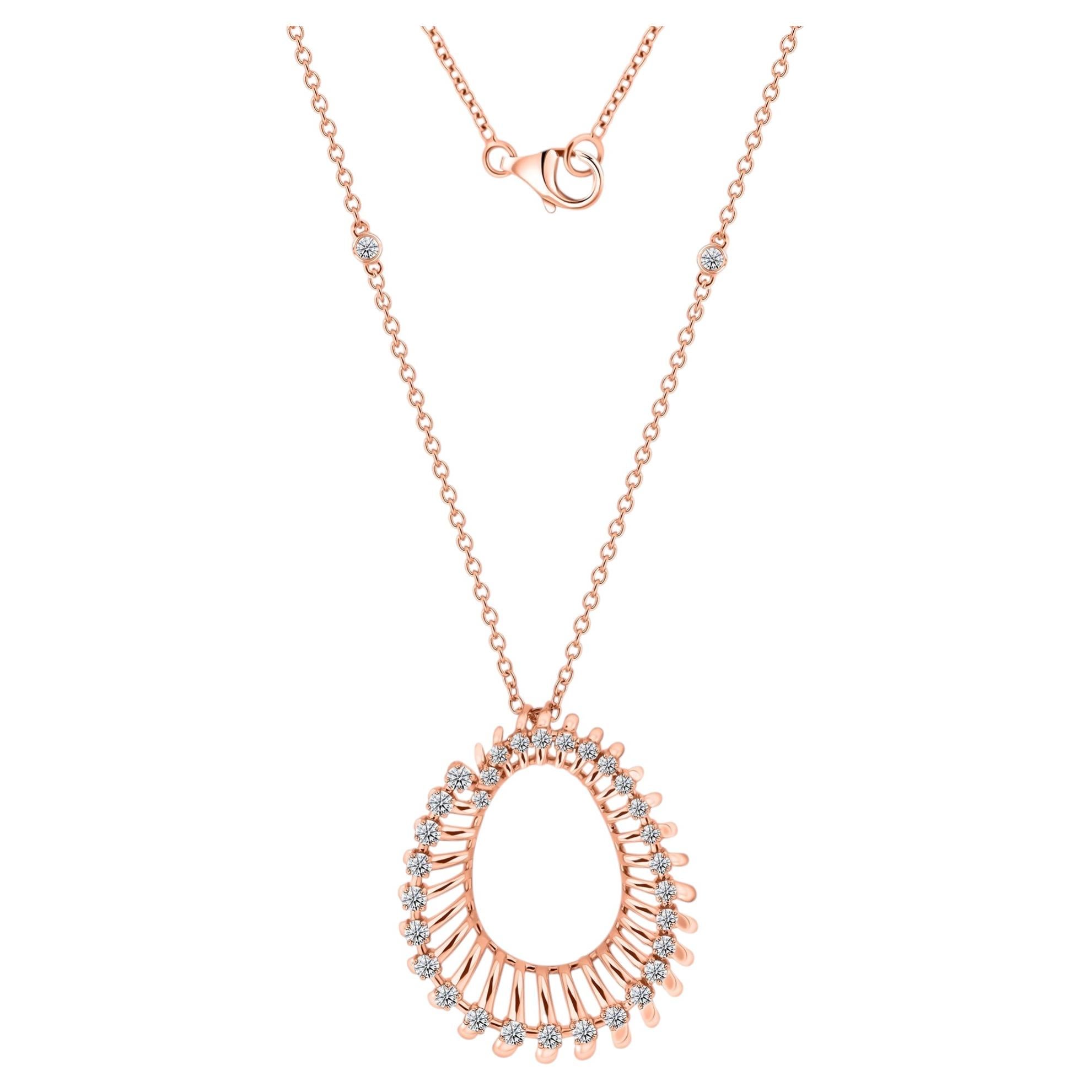 Collar colgante lágrima de diamantes naturales SI/H de 0,71 quilates y oro rosa de 18 quilates