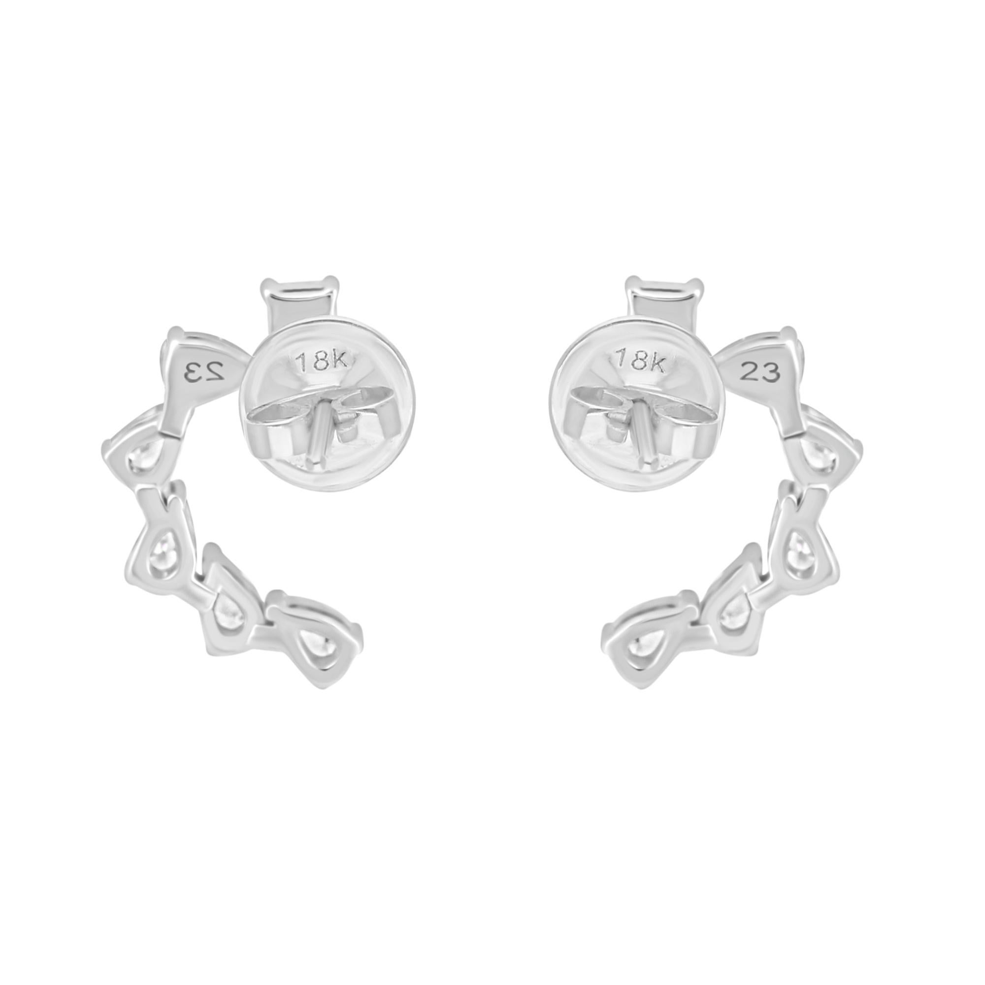 Boucles d'oreilles en or blanc 18 carats avec diamants naturels taille poire et émeraude de 0,71 carat SI/H Neuf - En vente à Diera, Dubai