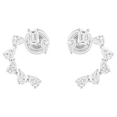 Natürliche 0,71 Karat SI/H Birnen-Diamant-Ohrringe im Smaragdschliff 18 Karat Weißgold