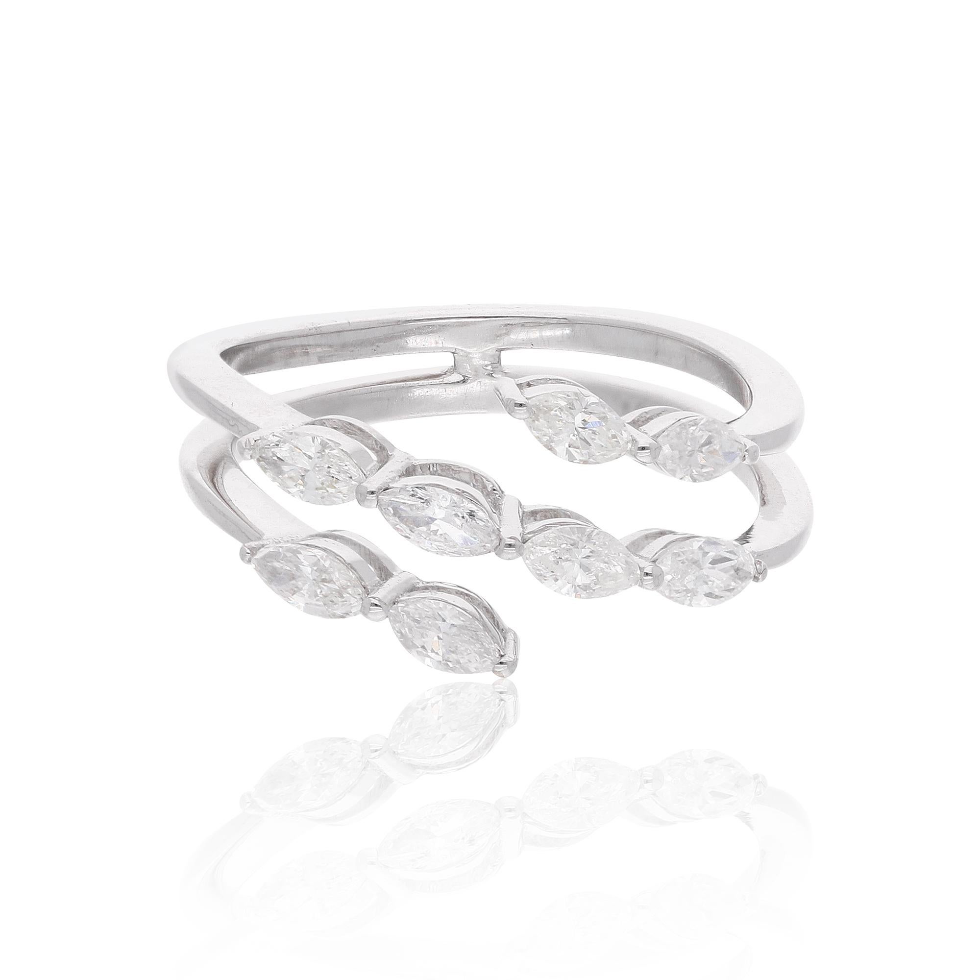 Wrap-Ring aus 14 Karat Weißgold mit natürlichem 0,72 Karat Diamant in Marquise-Form im Angebot