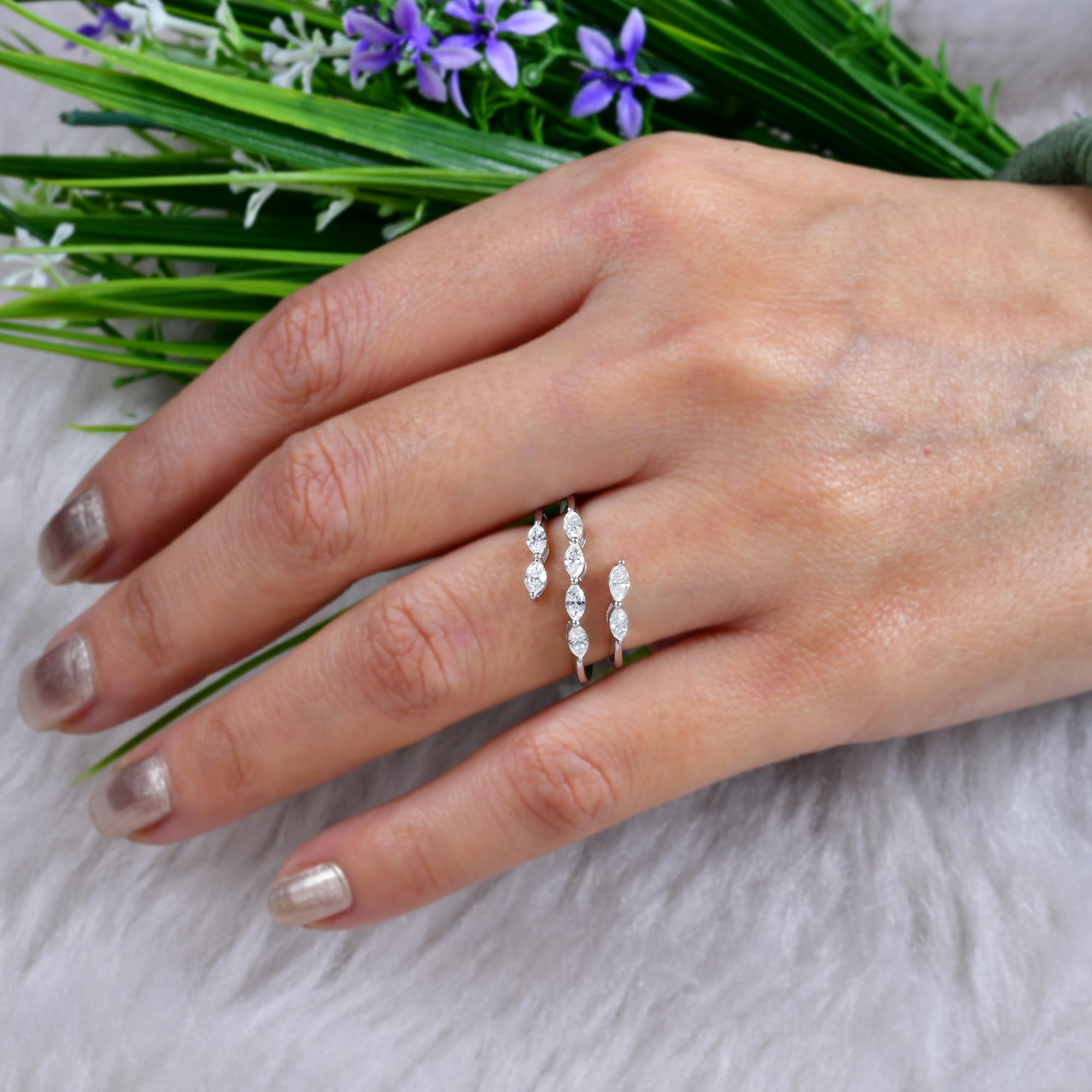 Modern Natural 0.72 Carat Marquise Shape Diamond Wrap Ring 14 Karat White Gold Jewelry For Sale