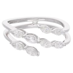 Natural 0.72 Carat Marquise Shape Diamond Wrap Ring 14 Karat White Gold Jewelry