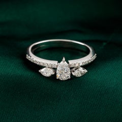 Natürlicher 0,72 Karat SI Reinheit HI Farbe Diamantring 18 Karat Weißgold Schmuck