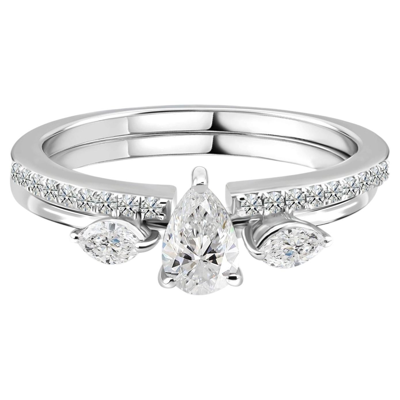 Anillo de diamantes naturales de 0,72 quilates con claridad SI y color HI Joyas de oro blanco de 18 quilates