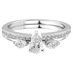 Natürlicher 0,72 Karat SI Reinheit HI Farbe Diamantring 18 Karat Weißgold Schmuck