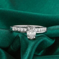 Oval Cut Natural Diamond Bridal Ring Set 0.72 Carat 18K White Gold Wedding Band