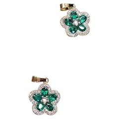Natural 0.72CTS Emerald & 0.28CTS Diamond Earring in 14K White Gold