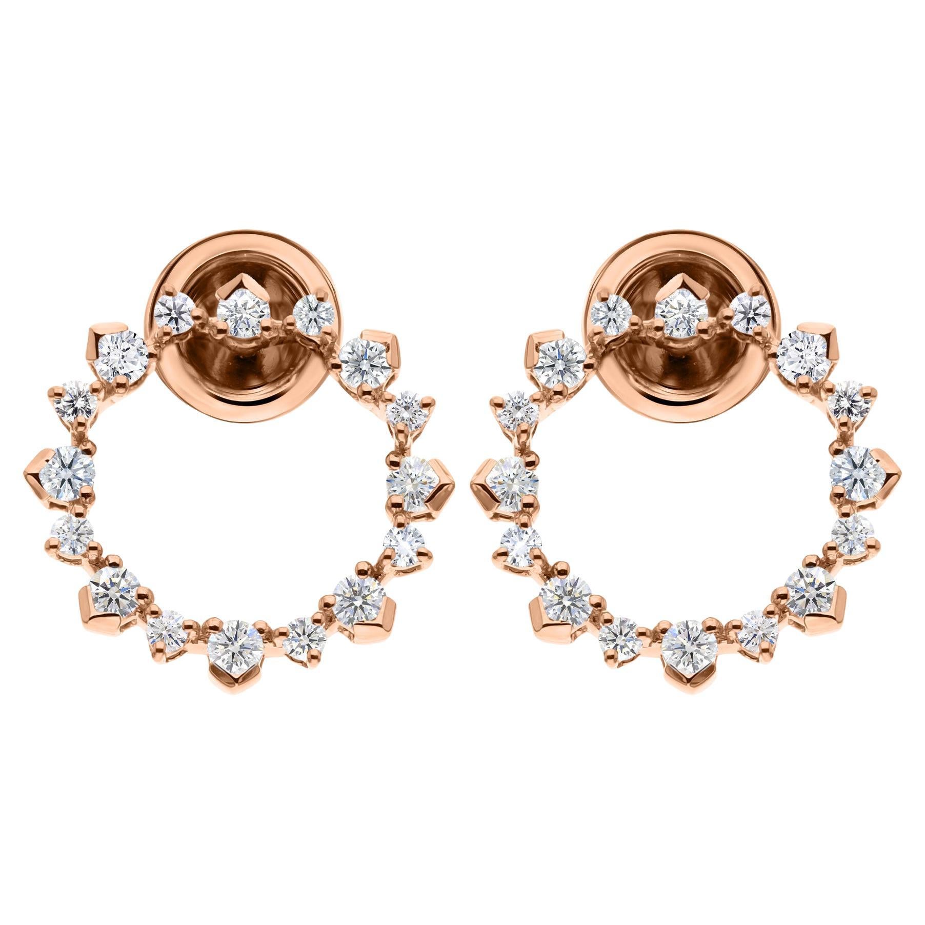 Orecchini a cerchio con diamante naturale da 0,73 carati, purezza SI, colore HI, oro rosa 9 carati