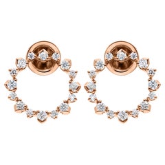 Orecchini a cerchio con diamante naturale da 0,73 carati, purezza SI, colore HI, oro rosa 9 carati