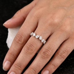 Natural 0.73 Carat SI/H Diamond Half Eternity Band Ring 18 Karat White Gold