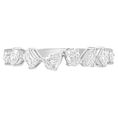 Anillo de diamantes multiforma SI/H natural de 0,73 quilates Joyas de oro blanco de 18 quilates