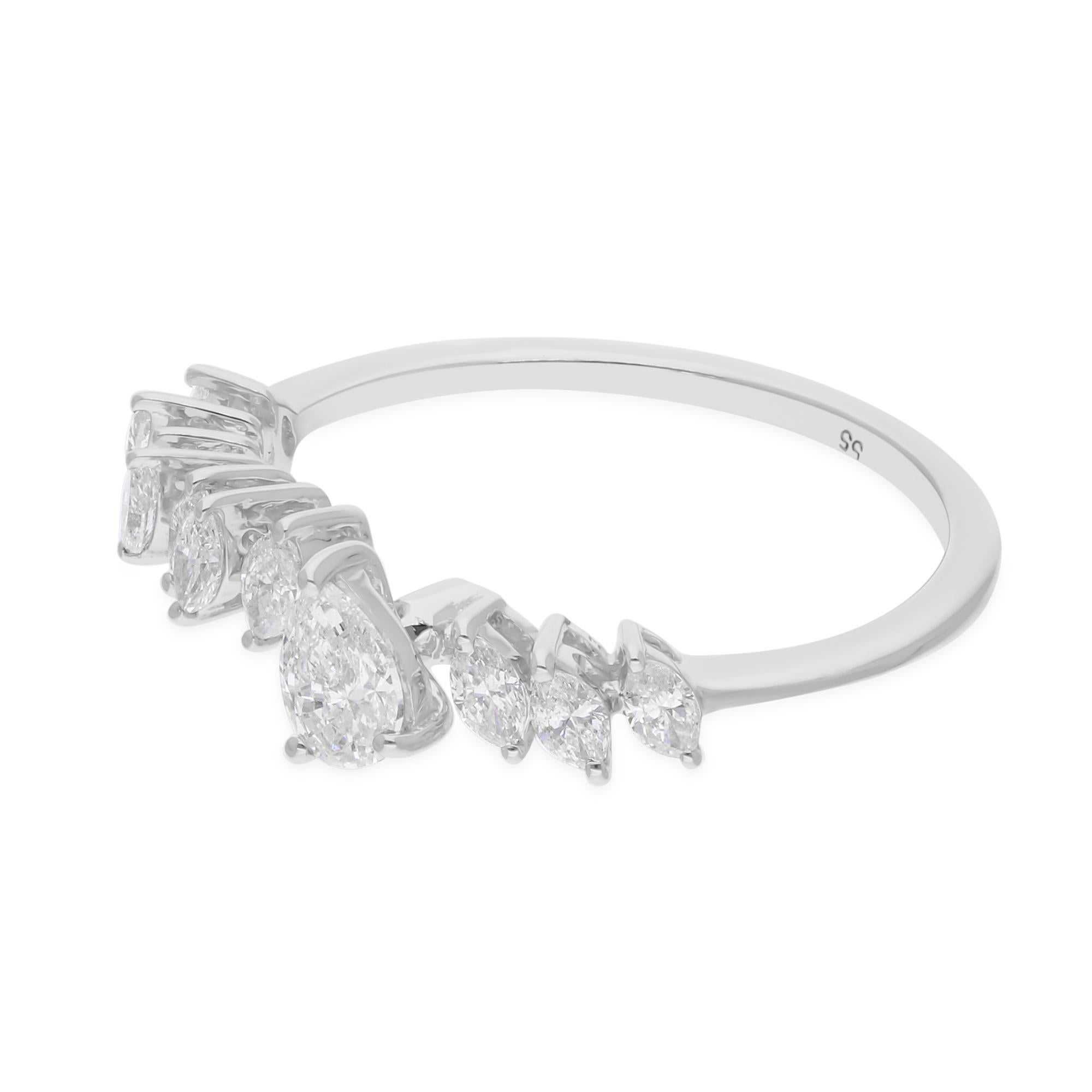 Anillo puño diamante pera SI/H natural de 0,73 quilates Joyas de oro blanco de 18 quilates Moderno en venta