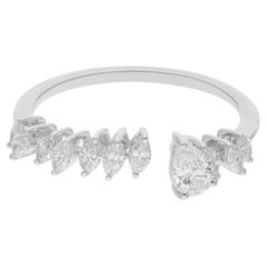 Anillo puño diamante pera SI/H natural de 0,73 quilates Joyas de oro blanco de 18 quilates