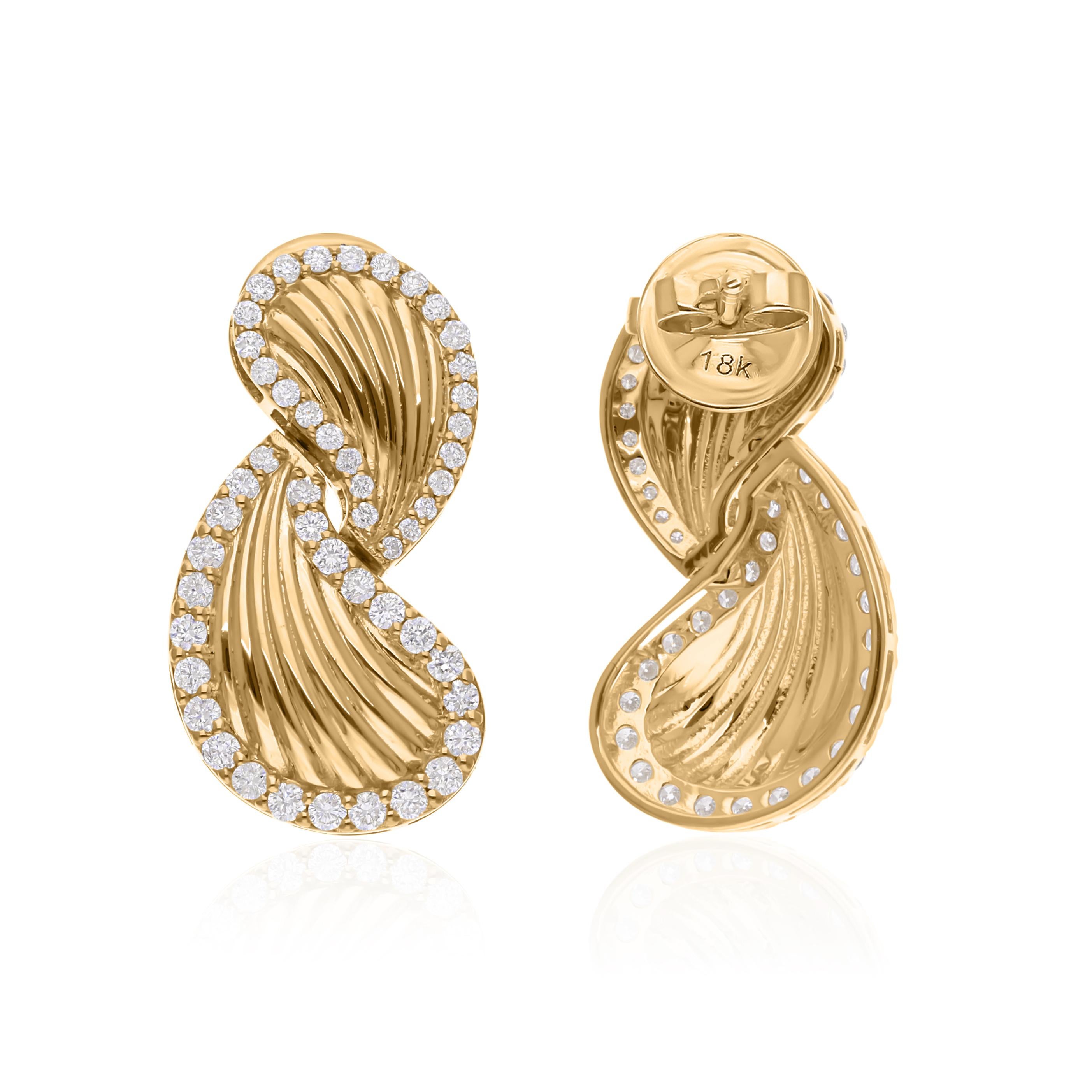Cast from 18-karat gold, these exquisite earrings are handset with 0.73 carats of sparkling diamonds.

FOLLOW SPECTRUM JEWELS storefront to view the latest collection & exclusive pieces. Spectrum Jewels is proudly rated as a Top Seller on 1stdibs