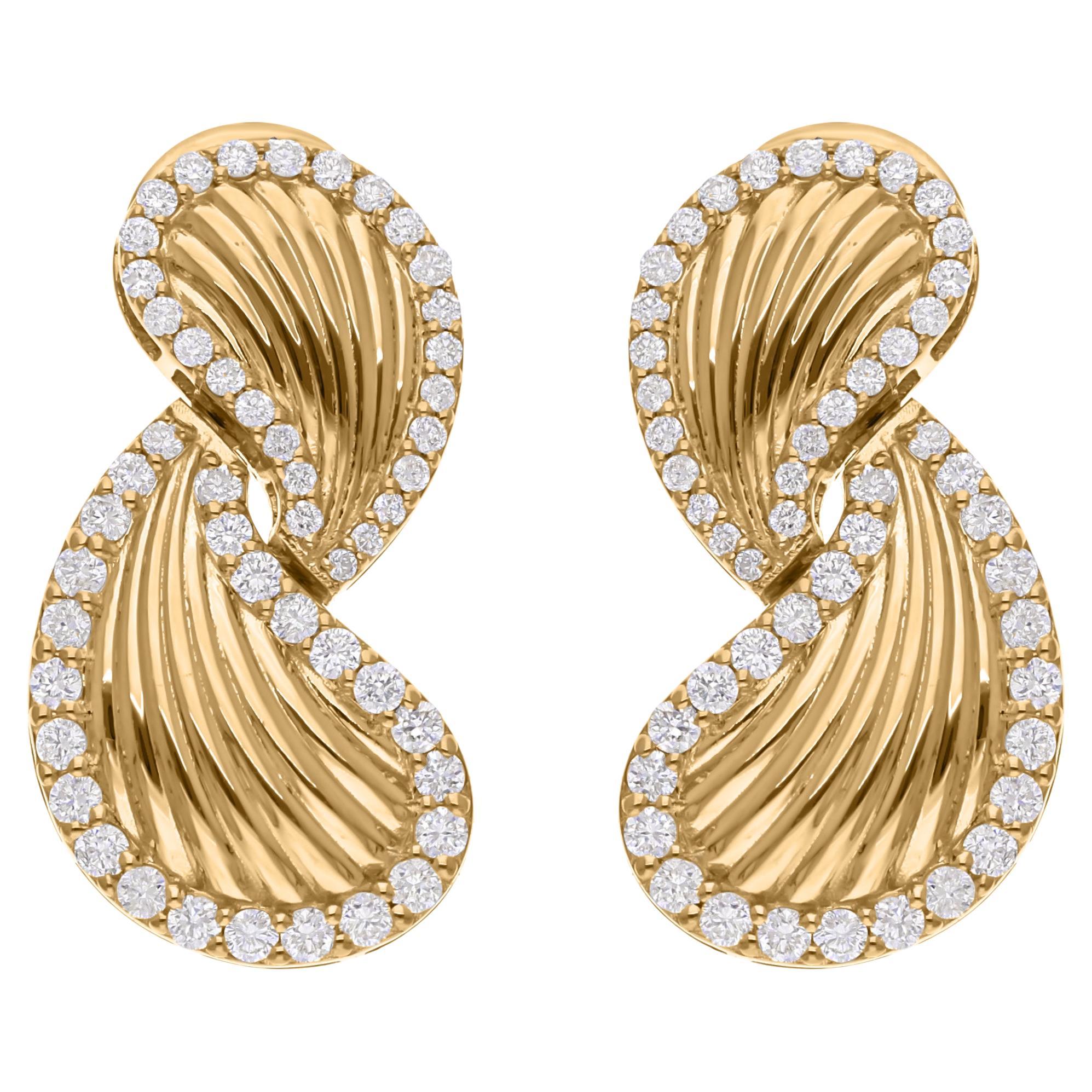 Natural 0.73 Carat SI/H Round Diamond Earrings 18 Karat Yellow Gold Fine Jewelry