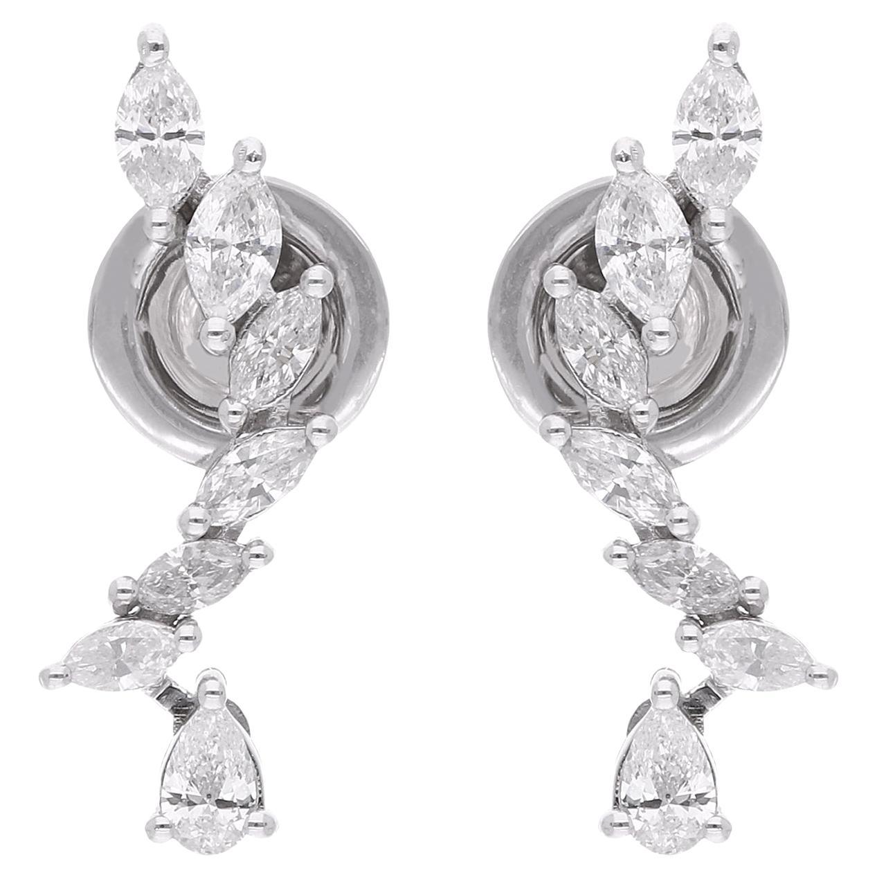 Natürliche 0,74 Karat SI Reinheit HI Farbe Diamant Ohrstecker 14 Karat Weißgold Damen im Angebot