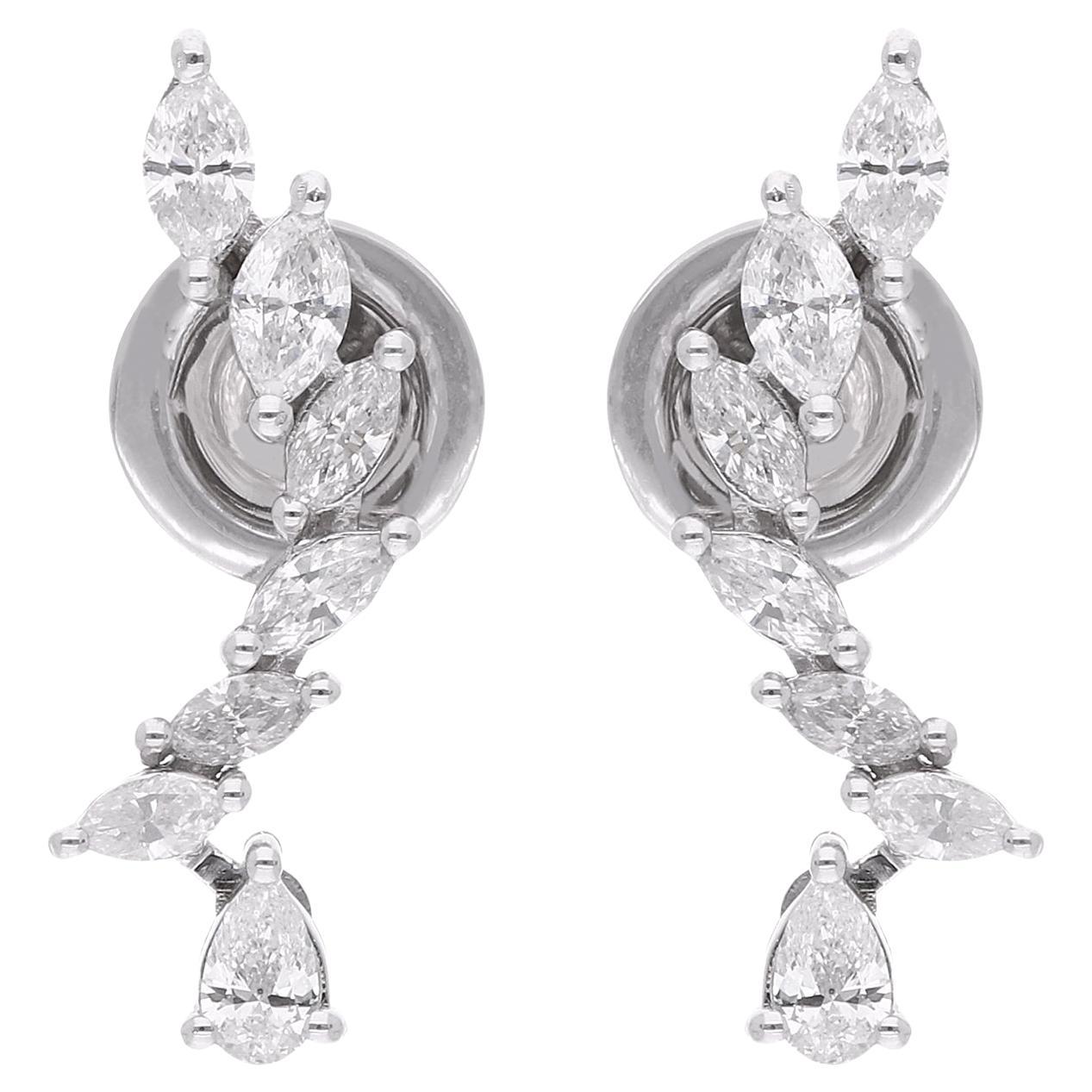 Nature 0.74 Carat SI Clarity HI Color Diamond Stud Earrings 14 Karat White Gold