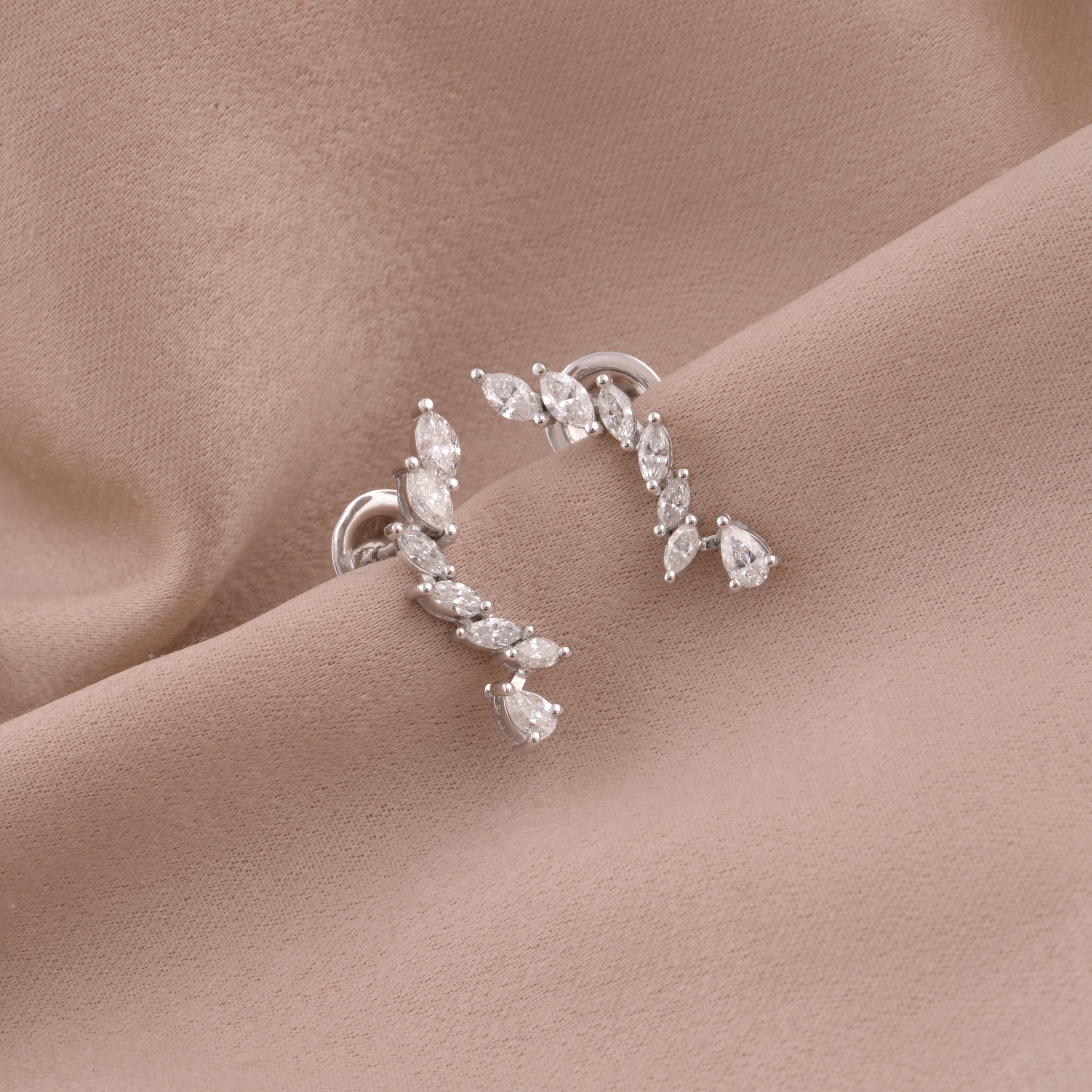 Pendientes de diamantes naturales de 0,74 quilates, claridad SI y color HI, oro blanco de 18 quilates Corte mixto en venta