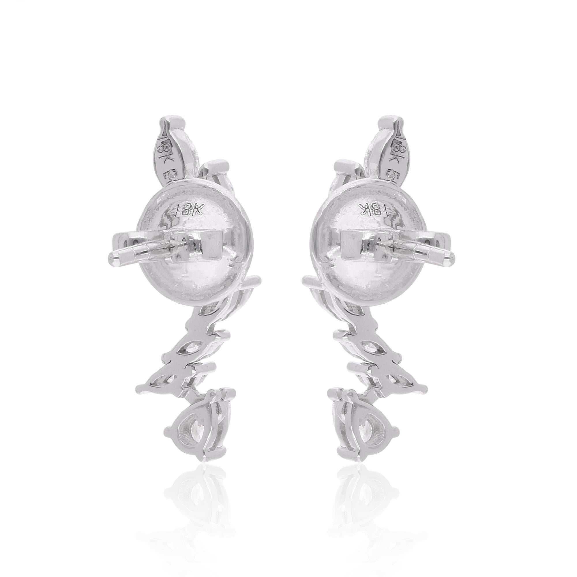 Pendientes de diamantes naturales de 0,74 quilates, claridad SI y color HI, oro blanco de 18 quilates en Nuevo estado para la venta en Diera, Dubai