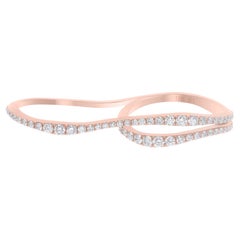 Natural 0.74 Carat SI/H Round Diamond Double Finger Ring 18 Karat Rose Gold