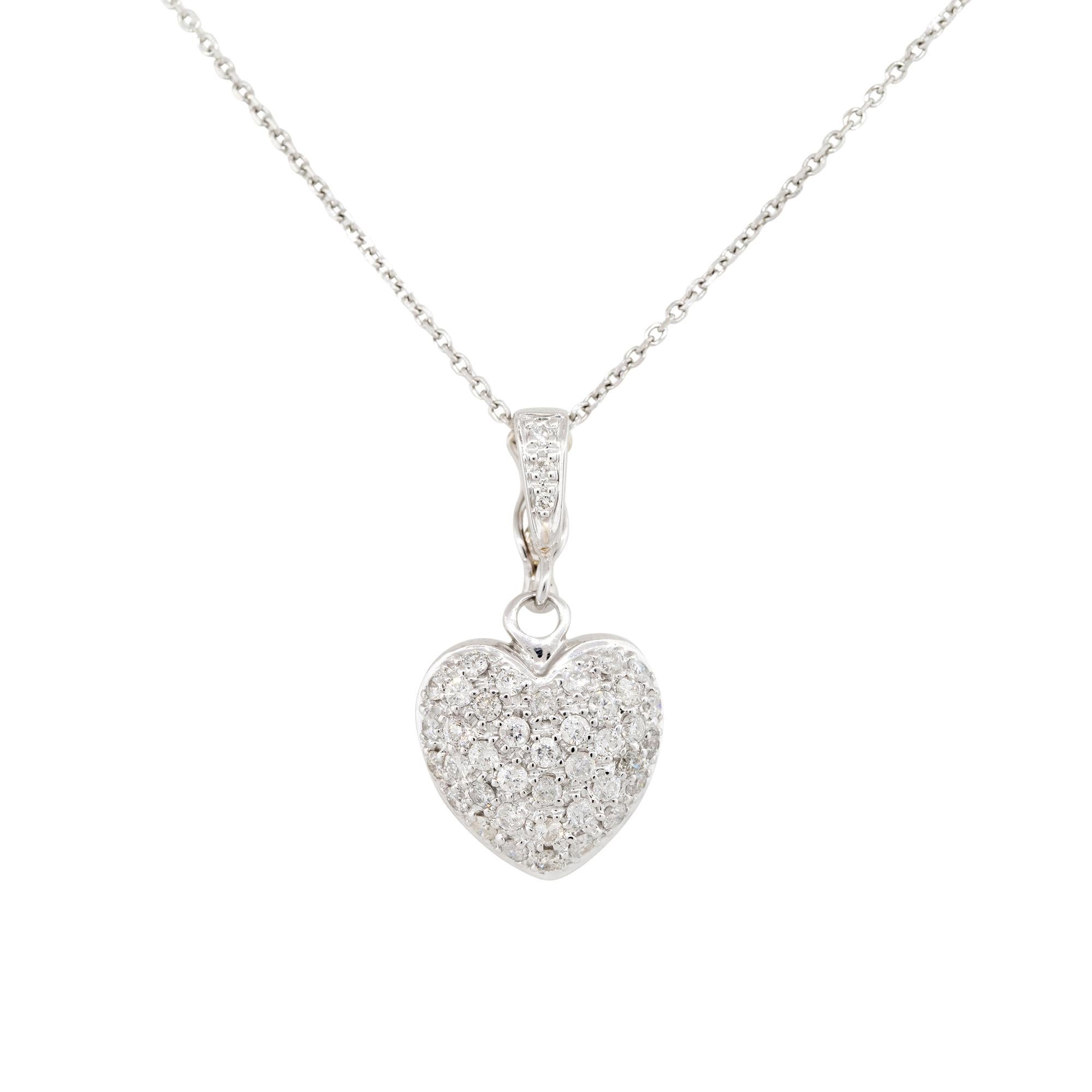 Natural 0.75 Carat Diamond Pave Heart 14 Karat Pendant Necklace In Stock

There are a total of 0.75 carats of natural diamonds in this necklace. All diamonds are set in 14-karat white gold.   

Product: Natural Diamond Pave Heart Pendant
