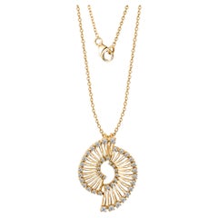 Nature 0.75 Carat SI/H Diamond Cage Pendant Necklace 18 Karat Yellow Gold