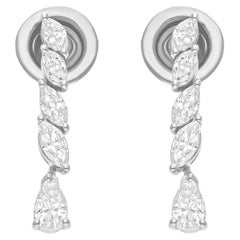 Orecchini di diamanti naturali a forma di pera marquise da 0,75 carati SI/H in oro bianco 14 carati