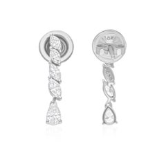 Boucles d
oreilles en or blanc 18 carats avec diamants naturels en forme de poire marquise de 0,75 carat SI/H