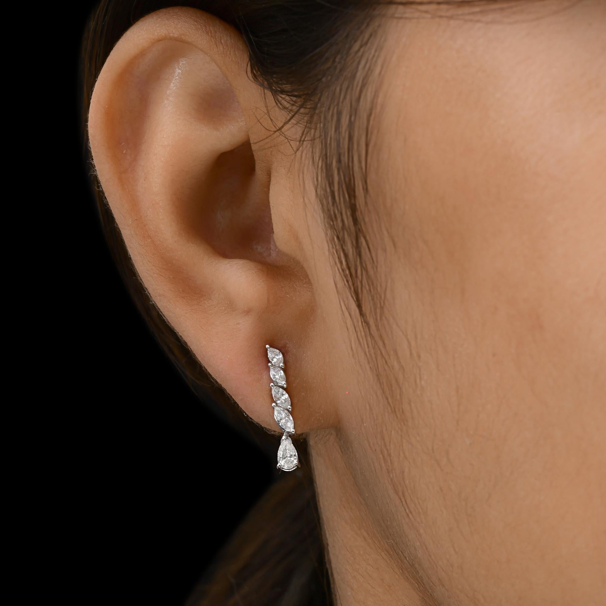 Taglio a goccia Orecchini di diamanti naturali a forma di pera da 0,75 carati SI/H Marquise in oro bianco 18 carati in vendita